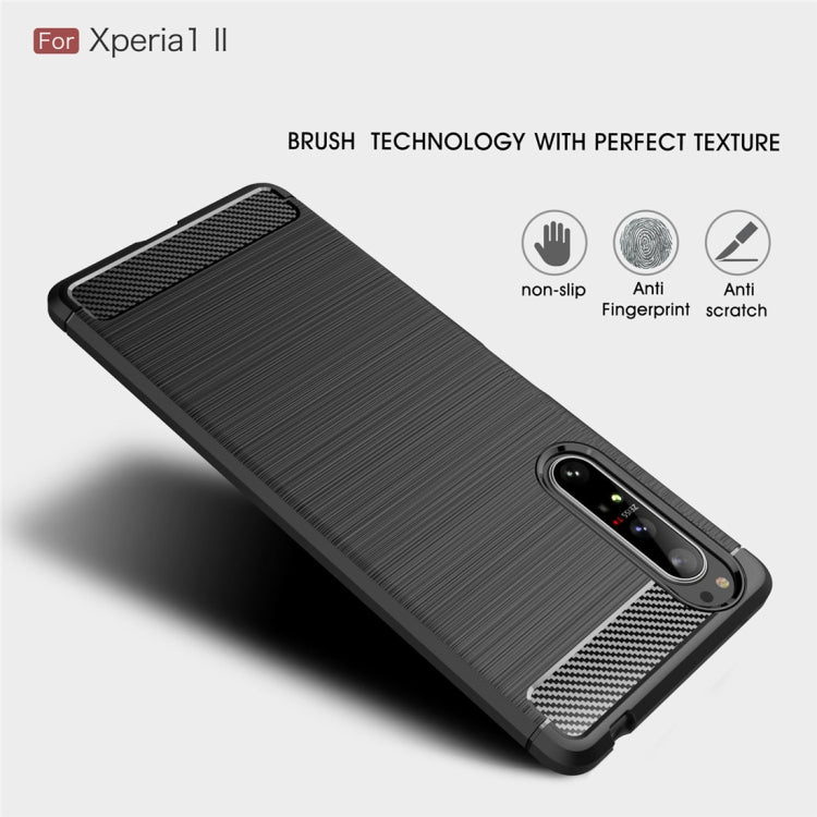 For Sony Xperia 1 II Brushed Texture Carbon Fiber Shockproof TPU Case