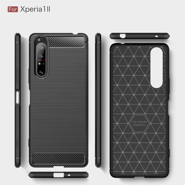 For Sony Xperia 1 II Brushed Texture Carbon Fiber Shockproof TPU Case