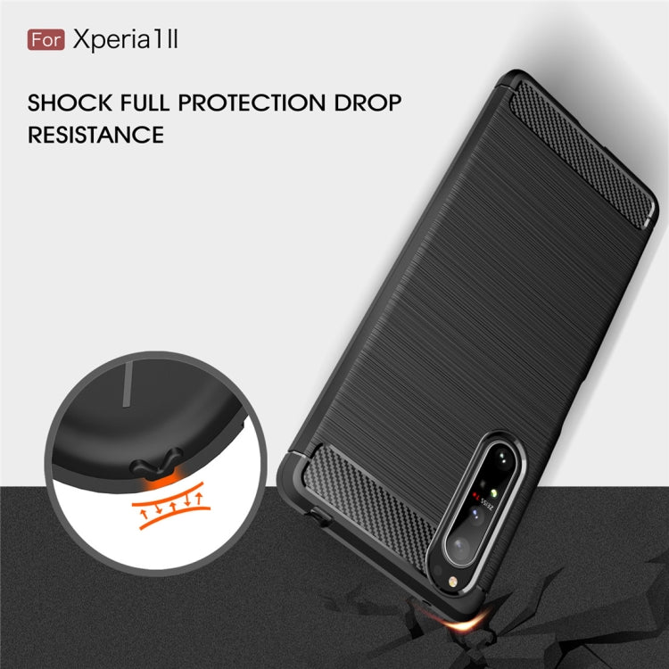 For Sony Xperia 1 II Brushed Texture Carbon Fiber Shockproof TPU Case