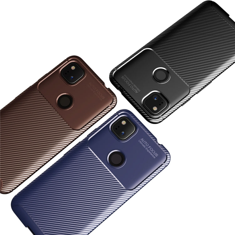 For Goolge Pixel 4a Beetle Series Carbon Fiber Texture Shockproof TPU Case