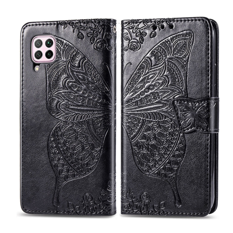 For Huawei Nova 6 SE Butterfly Love Flower Embossed Horizontal Flip Leather Case with Bracket / Card Slot / Wallet / Lanyard