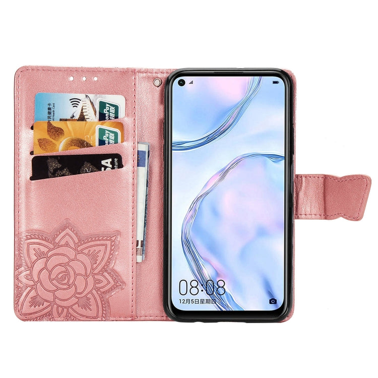 For Huawei Nova 6 SE Butterfly Love Flower Embossed Horizontal Flip Leather Case with Bracket / Card Slot / Wallet / Lanyard