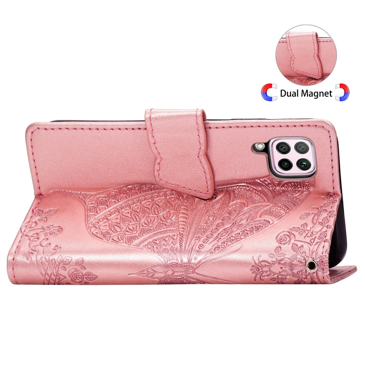 For Huawei Nova 6 SE Butterfly Love Flower Embossed Horizontal Flip Leather Case with Bracket / Card Slot / Wallet / Lanyard