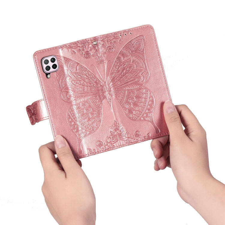 For Huawei Nova 6 SE Butterfly Love Flower Embossed Horizontal Flip Leather Case with Bracket / Card Slot / Wallet / Lanyard