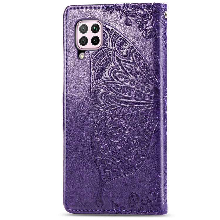 For Huawei Nova 6 SE Butterfly Love Flower Embossed Horizontal Flip Leather Case with Bracket / Card Slot / Wallet / Lanyard