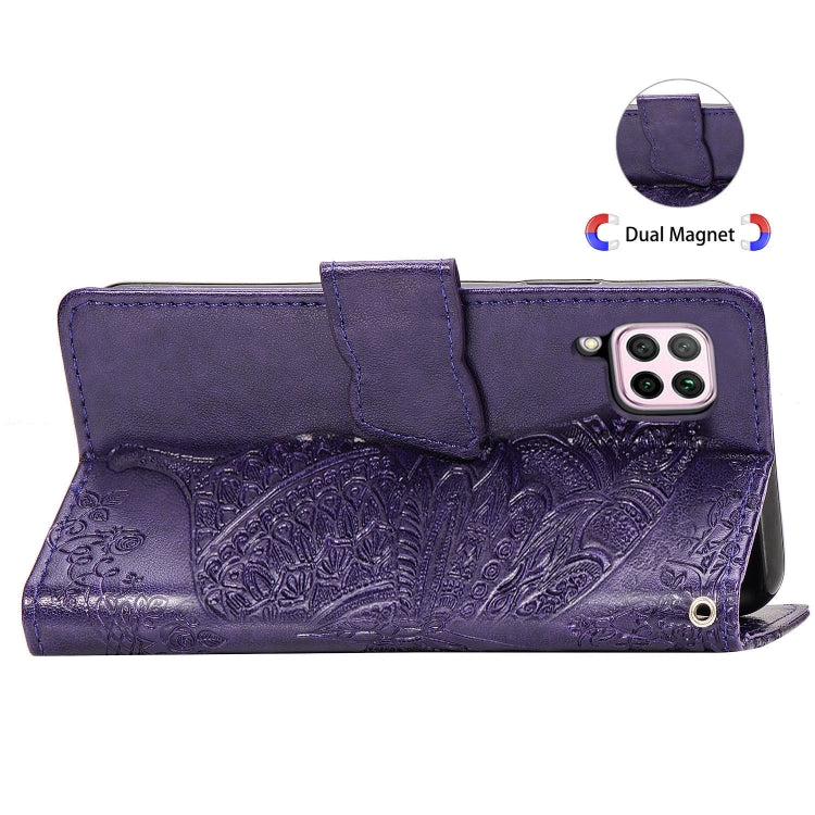 For Huawei Nova 6 SE Butterfly Love Flower Embossed Horizontal Flip Leather Case with Bracket / Card Slot / Wallet / Lanyard