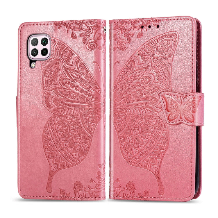 For Huawei Nova 6 SE Butterfly Love Flower Embossed Horizontal Flip Leather Case with Bracket / Card Slot / Wallet / Lanyard
