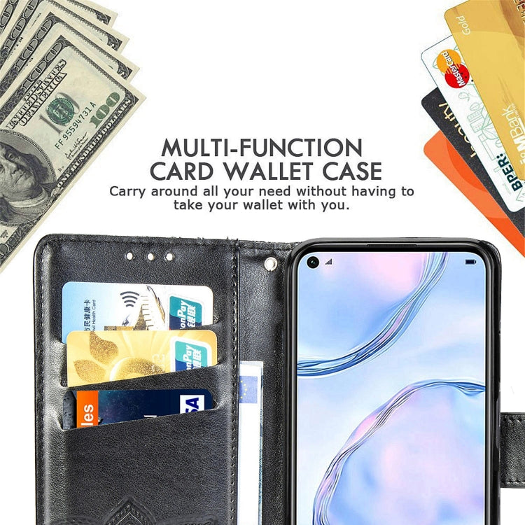 For Huawei Nova 6 SE Butterfly Love Flower Embossed Horizontal Flip Leather Case with Bracket / Card Slot / Wallet / Lanyard