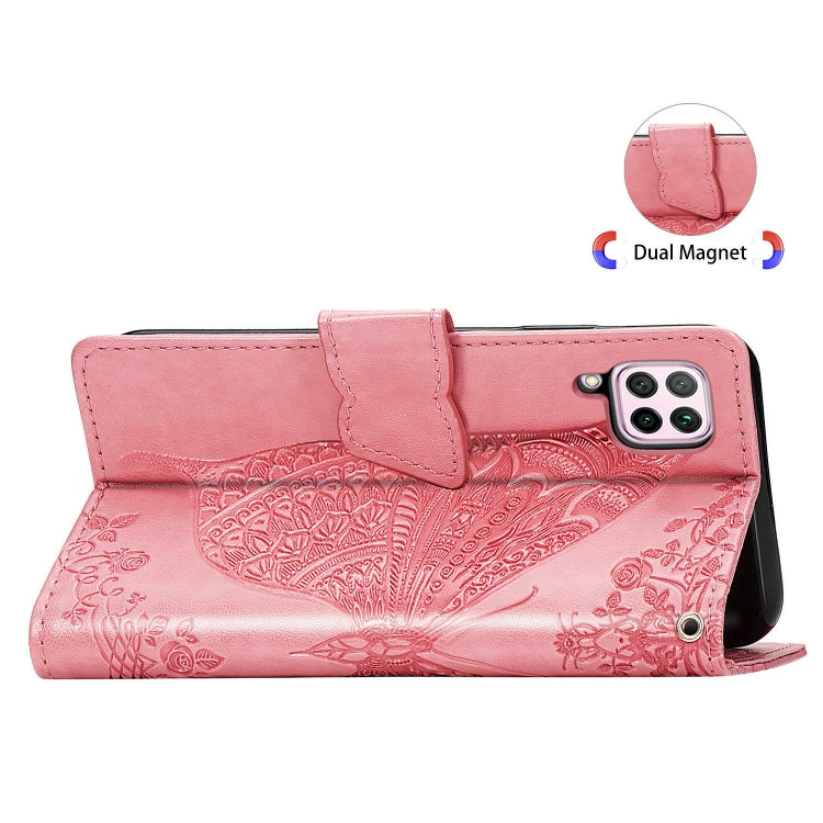 For Huawei Nova 6 SE Butterfly Love Flower Embossed Horizontal Flip Leather Case with Bracket / Card Slot / Wallet / Lanyard