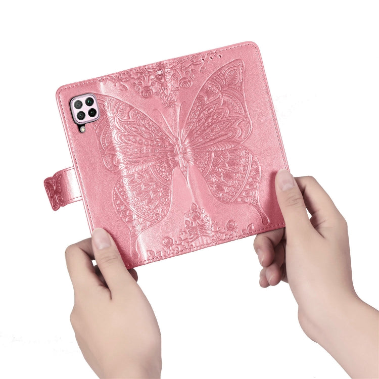 For Huawei Nova 6 SE Butterfly Love Flower Embossed Horizontal Flip Leather Case with Bracket / Card Slot / Wallet / Lanyard