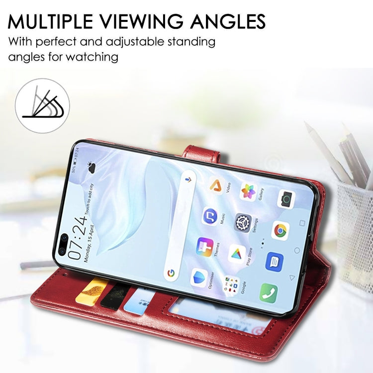 For Huawei P40 Pro Retro Solid Color Leather Buckle Phone Case with Lanyard & Photo Frame & Card Slot & Wallet & Stand Function