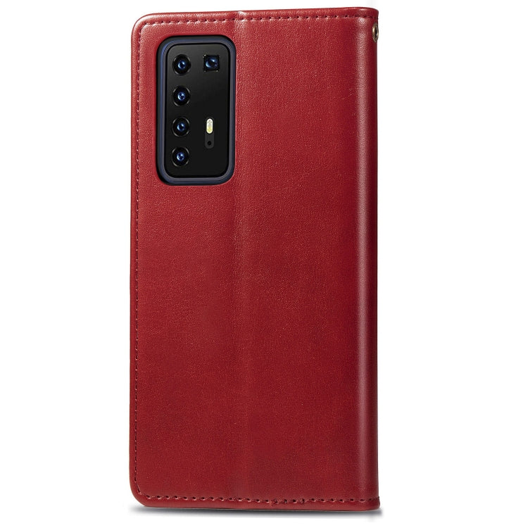 For Huawei P40 Pro Retro Solid Color Leather Buckle Phone Case with Lanyard & Photo Frame & Card Slot & Wallet & Stand Function