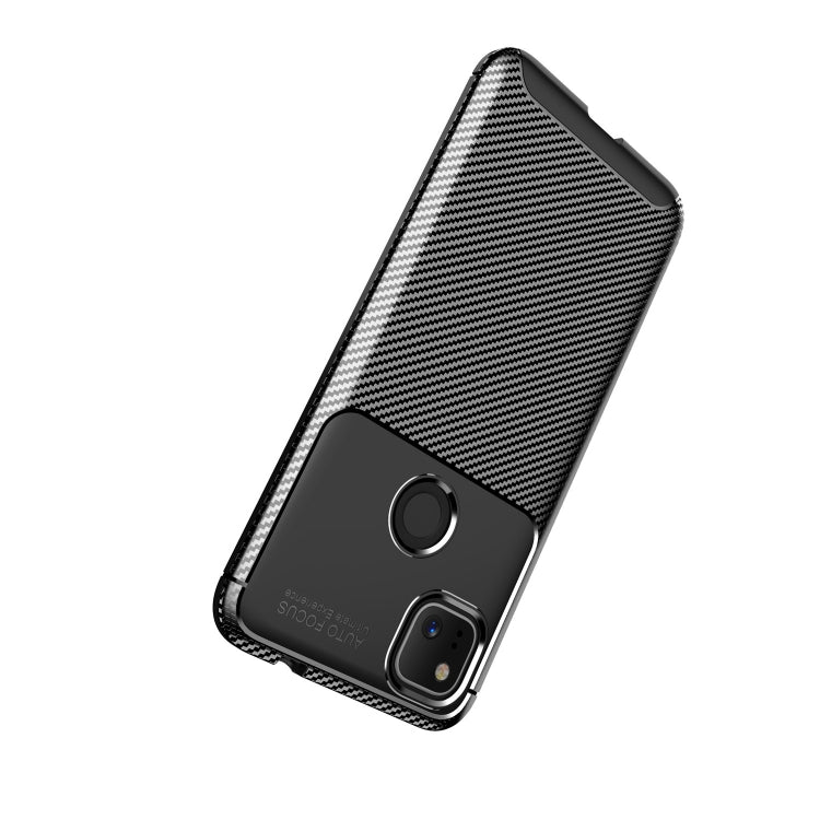 For Google Pixel 4a Carbon Fiber Texture Shockproof TPU Case(Black)