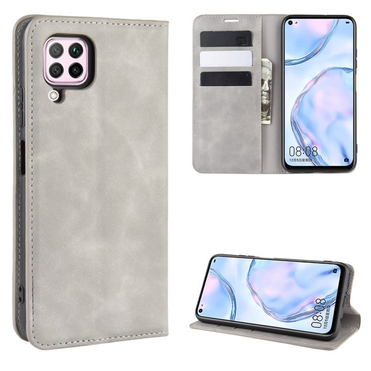 For Huawei nova 6 SE/ P40 Lite / nova 7i Retro-skin Business Magnetic Suction Leather Case with Holder & Card Slots & Wallet