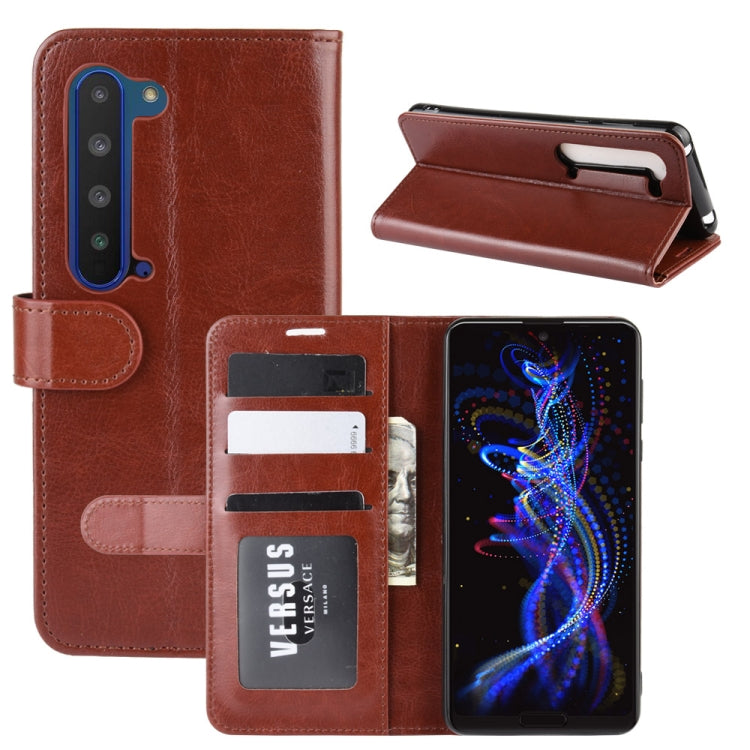 For Sharp Aquos R5G R64 Texture Single Horizontal Flip Protective Case with Holder & Card Slots & Wallet& Photo Frame