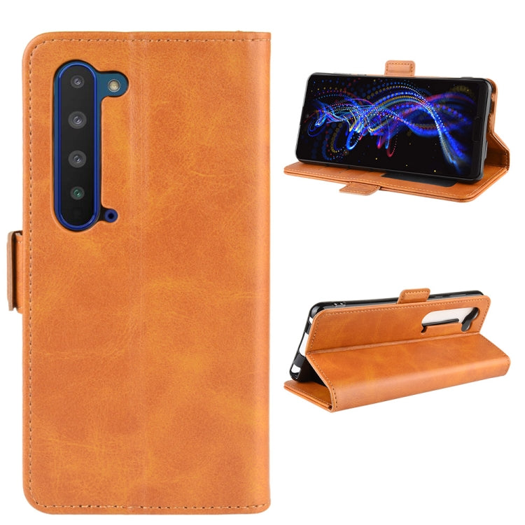 For Sharp Aquos R5G Dual-side Magnetic Buckle Horizontal Flip Leather Case with Holder & Card Slots & Wallet