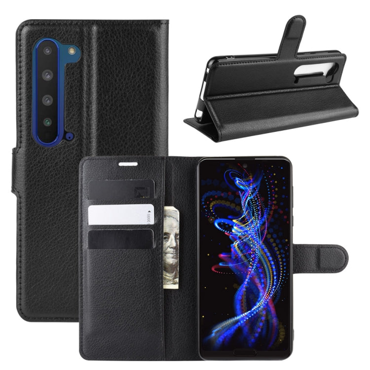 For Sharp Aquos R5G Litchi Texture Horizontal Flip Protective Case with Holder & Card Slots & Wallet