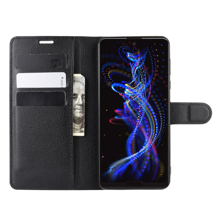 For Sharp Aquos R5G Litchi Texture Horizontal Flip Protective Case with Holder & Card Slots & Wallet