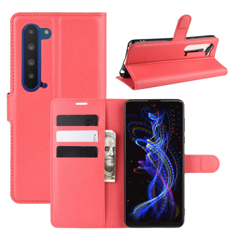 For Sharp Aquos R5G Litchi Texture Horizontal Flip Protective Case with Holder & Card Slots & Wallet