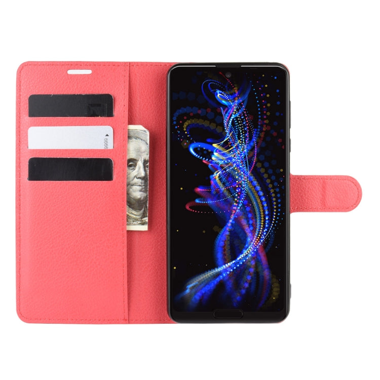 For Sharp Aquos R5G Litchi Texture Horizontal Flip Protective Case with Holder & Card Slots & Wallet