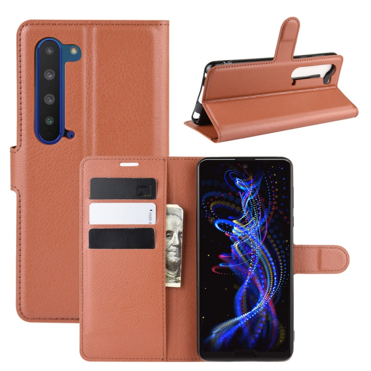 For Sharp Aquos R5G Litchi Texture Horizontal Flip Protective Case with Holder & Card Slots & Wallet