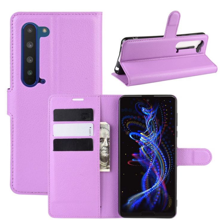 For Sharp Aquos R5G Litchi Texture Horizontal Flip Protective Case with Holder & Card Slots & Wallet