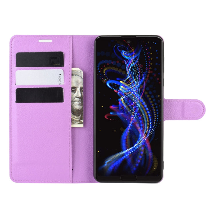 For Sharp Aquos R5G Litchi Texture Horizontal Flip Protective Case with Holder & Card Slots & Wallet