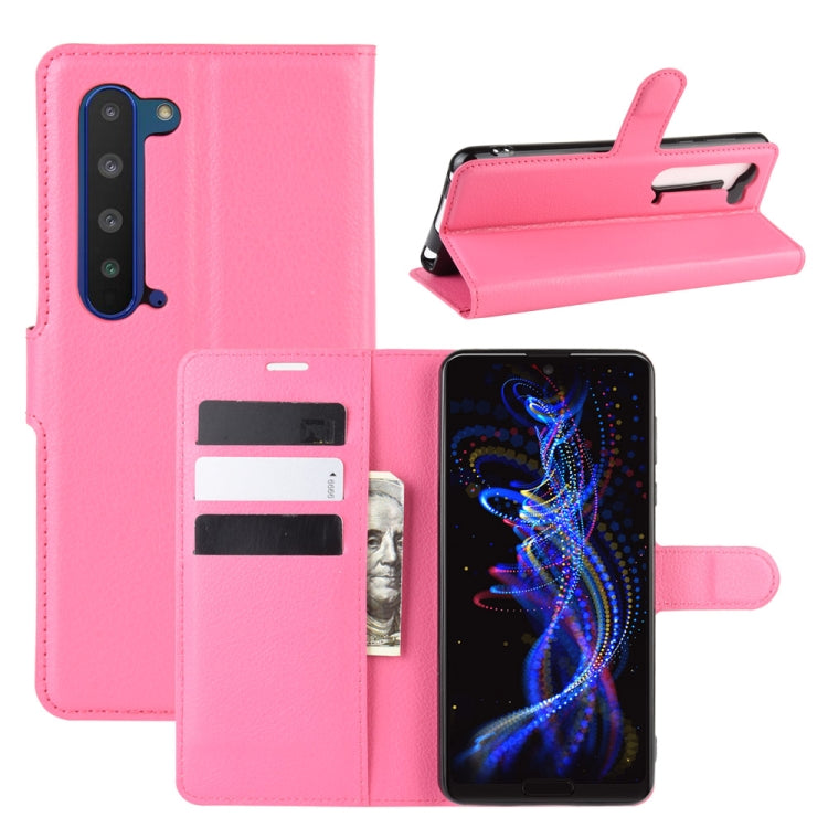 For Sharp Aquos R5G Litchi Texture Horizontal Flip Protective Case with Holder & Card Slots & Wallet
