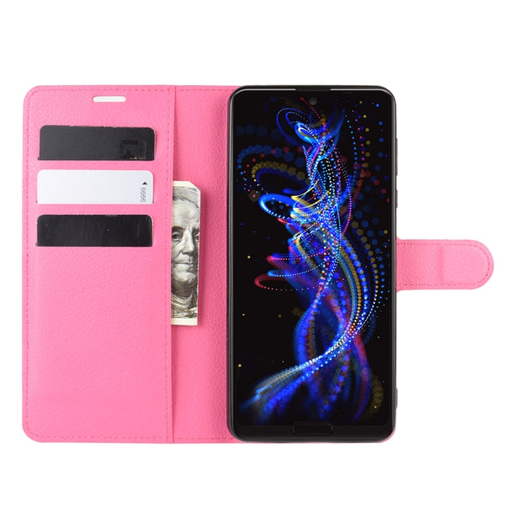 For Sharp Aquos R5G Litchi Texture Horizontal Flip Protective Case with Holder & Card Slots & Wallet