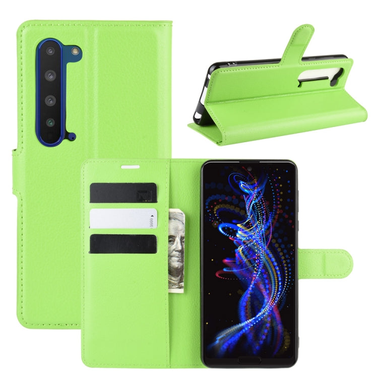 For Sharp Aquos R5G Litchi Texture Horizontal Flip Protective Case with Holder & Card Slots & Wallet