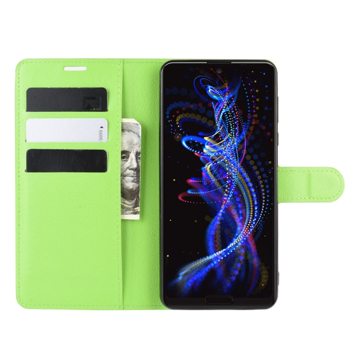 For Sharp Aquos R5G Litchi Texture Horizontal Flip Protective Case with Holder & Card Slots & Wallet