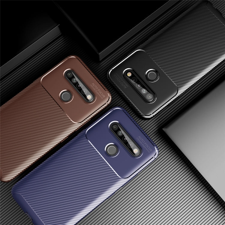 For LG K61 Carbon Fiber Texture Shockproof TPU Case(Brown)