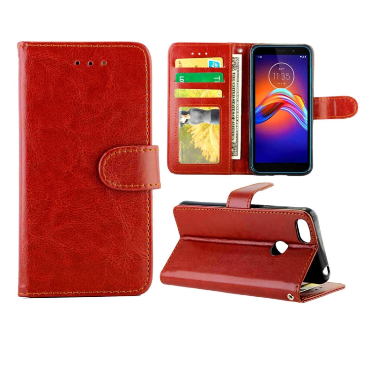 For Motorola MOTO E6 Play Crazy Horse Texture Leather Horizontal Flip Protective Case with Holder & Card Slots & Wallet & Photo Frame