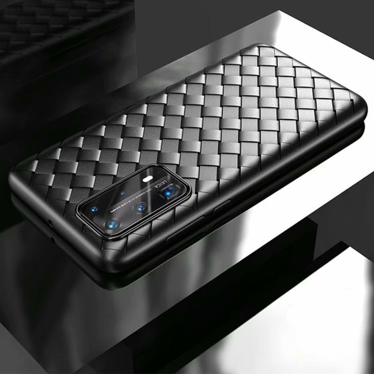 For Huawei P40 Non-Slip Classic Woven Pattern Breathable TPU Case
