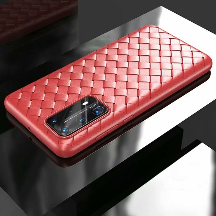 For Huawei P40 Non-Slip Classic Woven Pattern Breathable TPU Case
