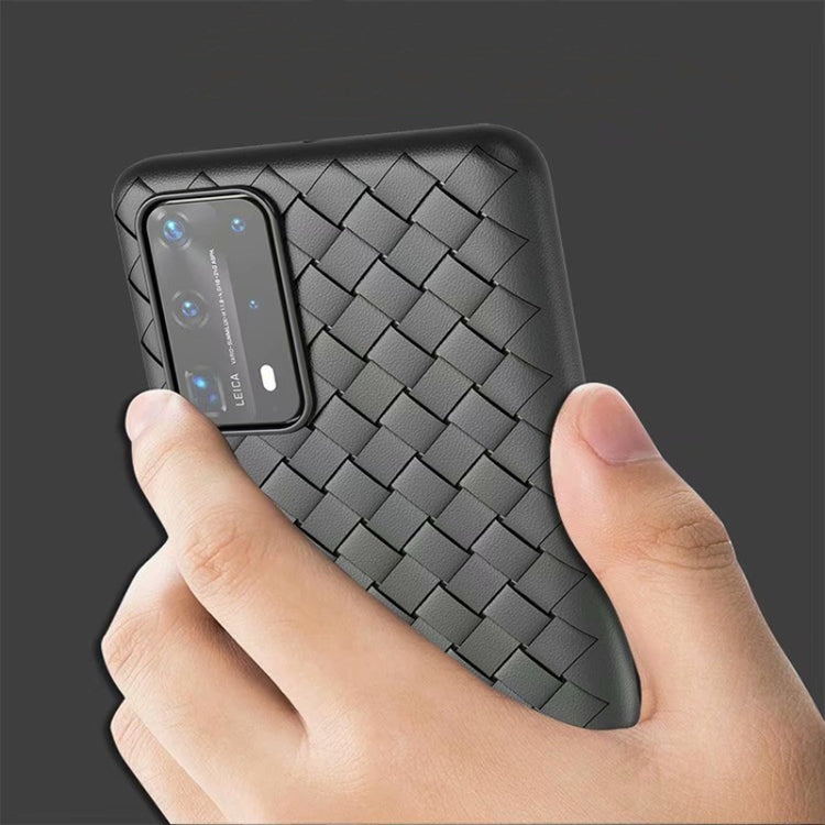 For Huawei P40 Non-Slip Classic Woven Pattern Breathable TPU Case