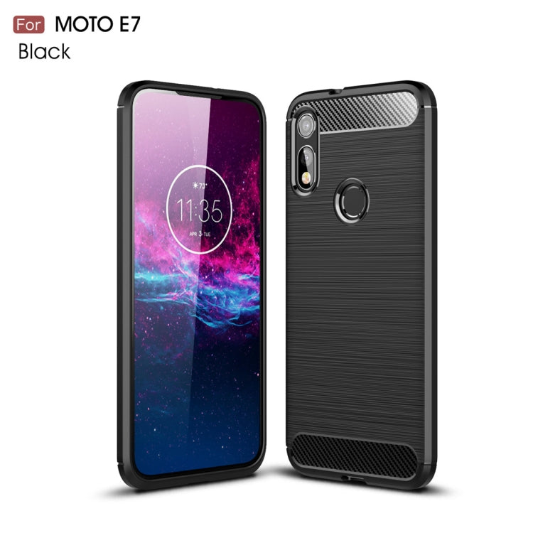 For MOTO E7 Brushed Texture Carbon Fiber TPU Case