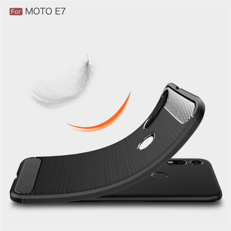 For MOTO E7 Brushed Texture Carbon Fiber TPU Case