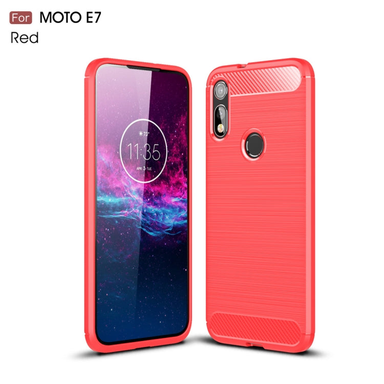 For MOTO E7 Brushed Texture Carbon Fiber TPU Case