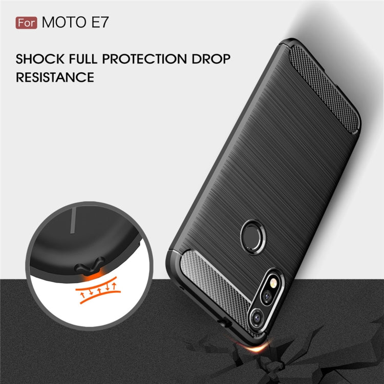 For MOTO E7 Brushed Texture Carbon Fiber TPU Case