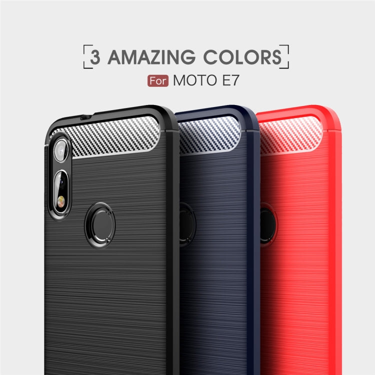 For MOTO E7 Brushed Texture Carbon Fiber TPU Case