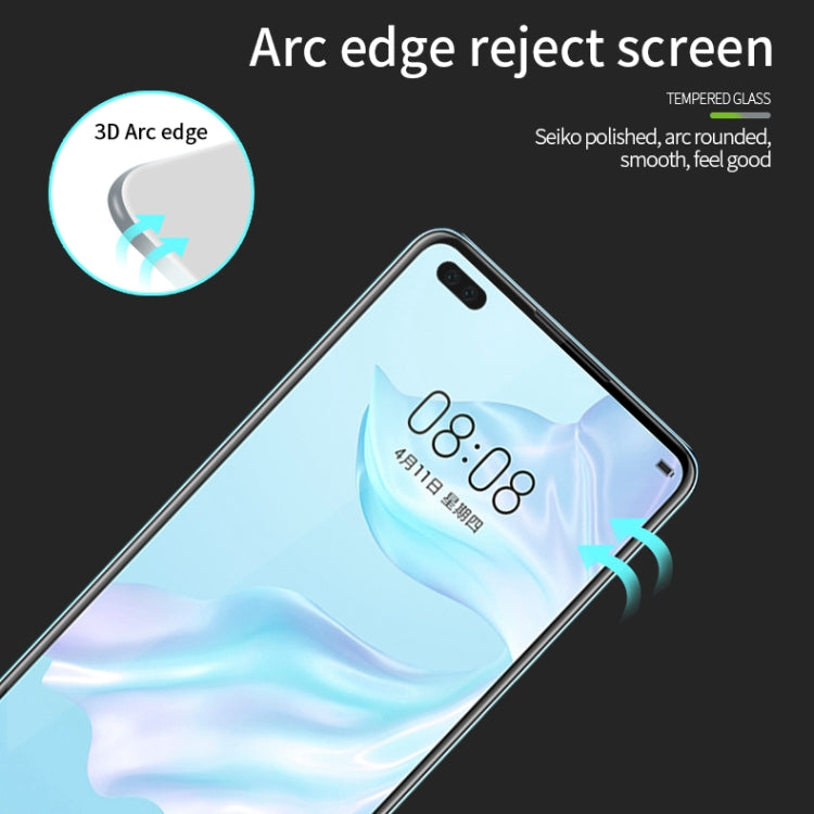 For Huawei P40 MOFI 9H 3D Explosion-proof Curved Screen Tempered Glass Film(Black)