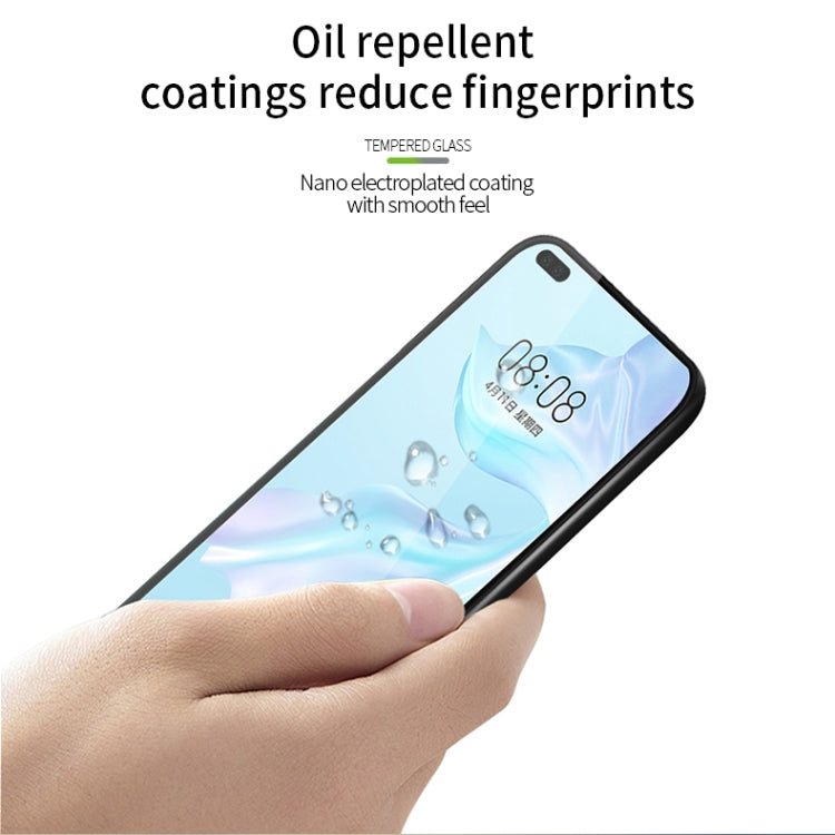 For Huawei P40 MOFI 9H 3D Explosion-proof Curved Screen Tempered Glass Film(Black)