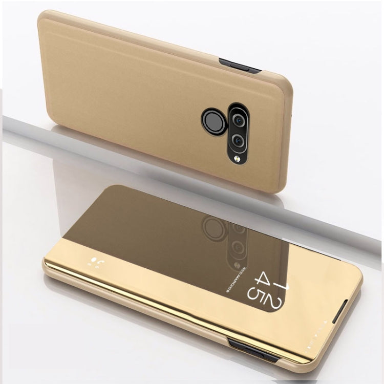 For LG K61 Plated Mirror Horizontal Flip Leather Case with Holder