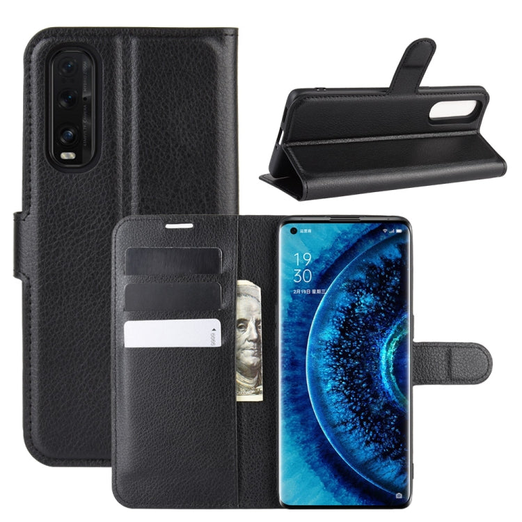 For OPPO Find X2 Litchi Texture Horizontal Flip PU Leather Protective Case with Holder & Card Slots & Wallet