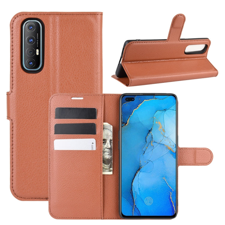 For OPPO Reno 3 Pro Litchi Texture Horizontal Flip PU Leather Protective Case with Holder & Card Slots & Wallet