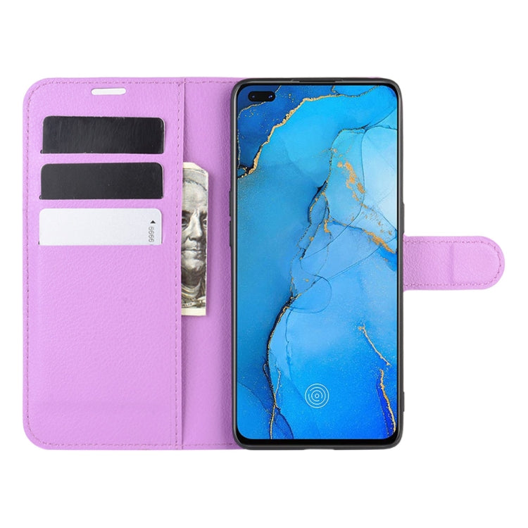 For OPPO Reno 3 Pro Litchi Texture Horizontal Flip PU Leather Protective Case with Holder & Card Slots & Wallet