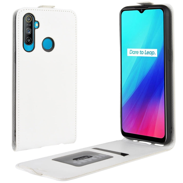 For OPPO Realme C3 (3 Cameras) / Realme 5 R64 Texture Single Vertical Flip PU Leather Protective Case with Card Slot & Photo Frame