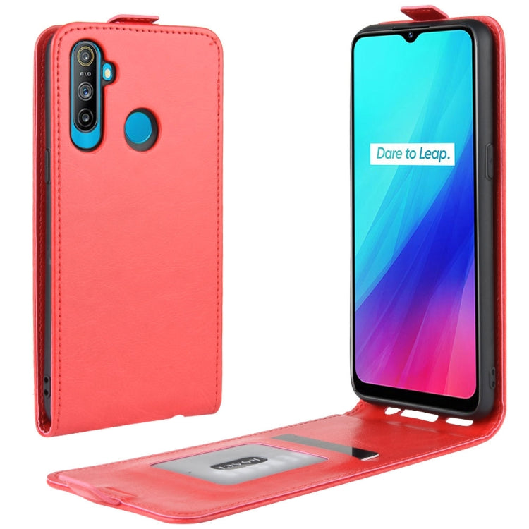 For OPPO Realme C3 (3 Cameras) / Realme 5 R64 Texture Single Vertical Flip PU Leather Protective Case with Card Slot & Photo Frame