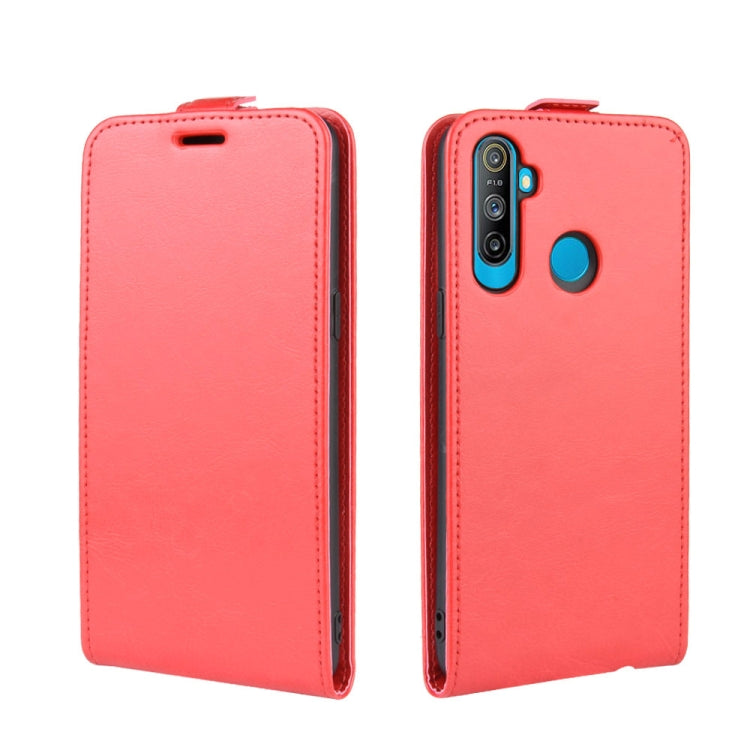 For OPPO Realme C3 (3 Cameras) / Realme 5 R64 Texture Single Vertical Flip PU Leather Protective Case with Card Slot & Photo Frame